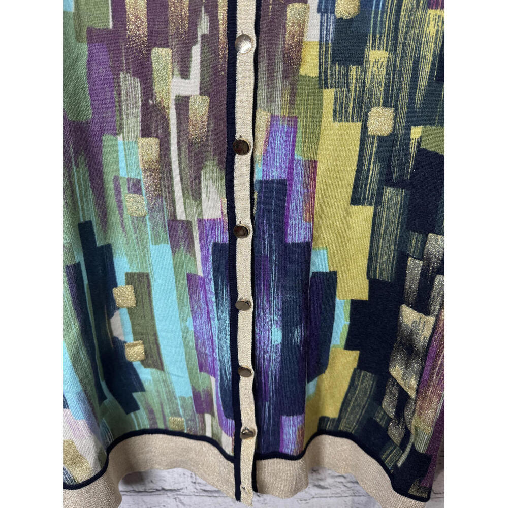 Venini Women's Multicolor Abstract Pattern‎ Button-Up Size L - Picture 2 of 6
